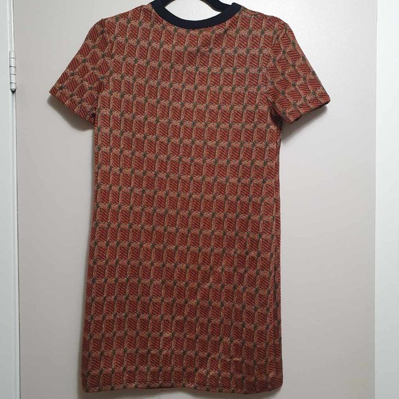ZARA Orange Jaquard Mini Dress - S - Picture 3 of 6